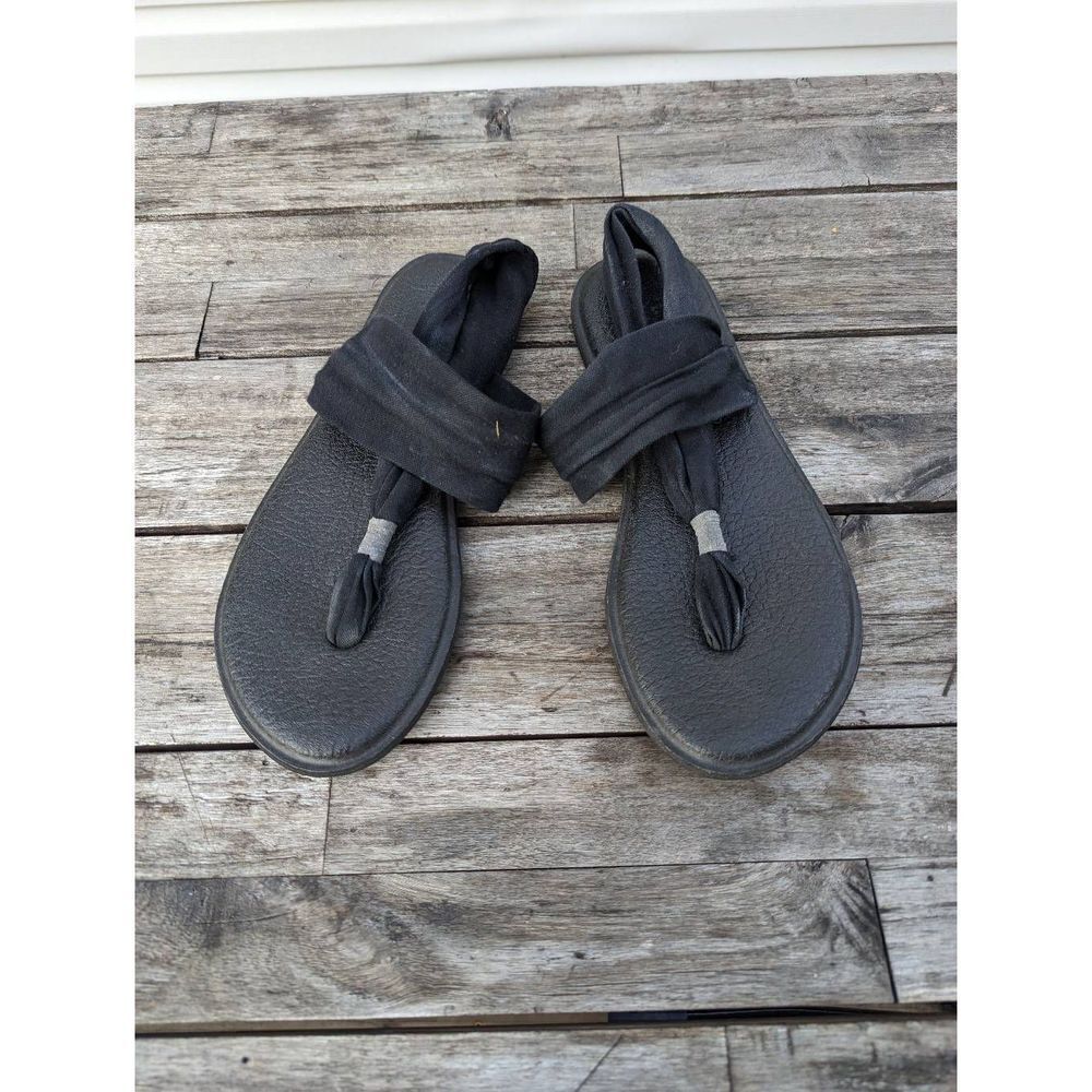 Sanuk Yoga Sling Ella Sandals women's‎ size 9 black strappy comfort